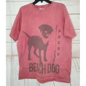 RFBF Faded Red Supershrunk Cotton Beach Dog Off The Leash Large T Shirt